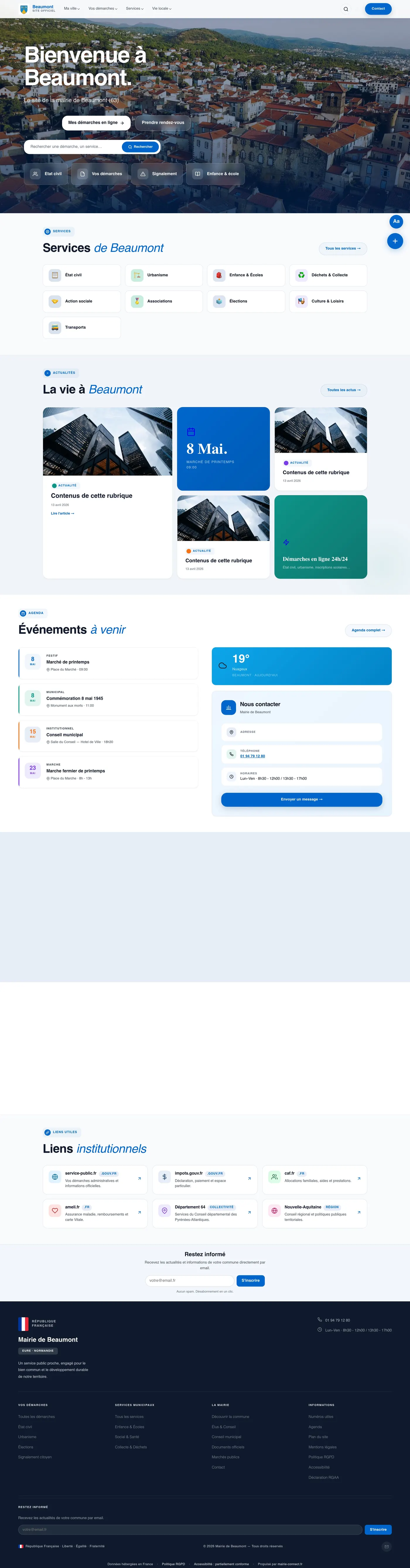 Capture de la page d'accueil de la démo MairieConnect